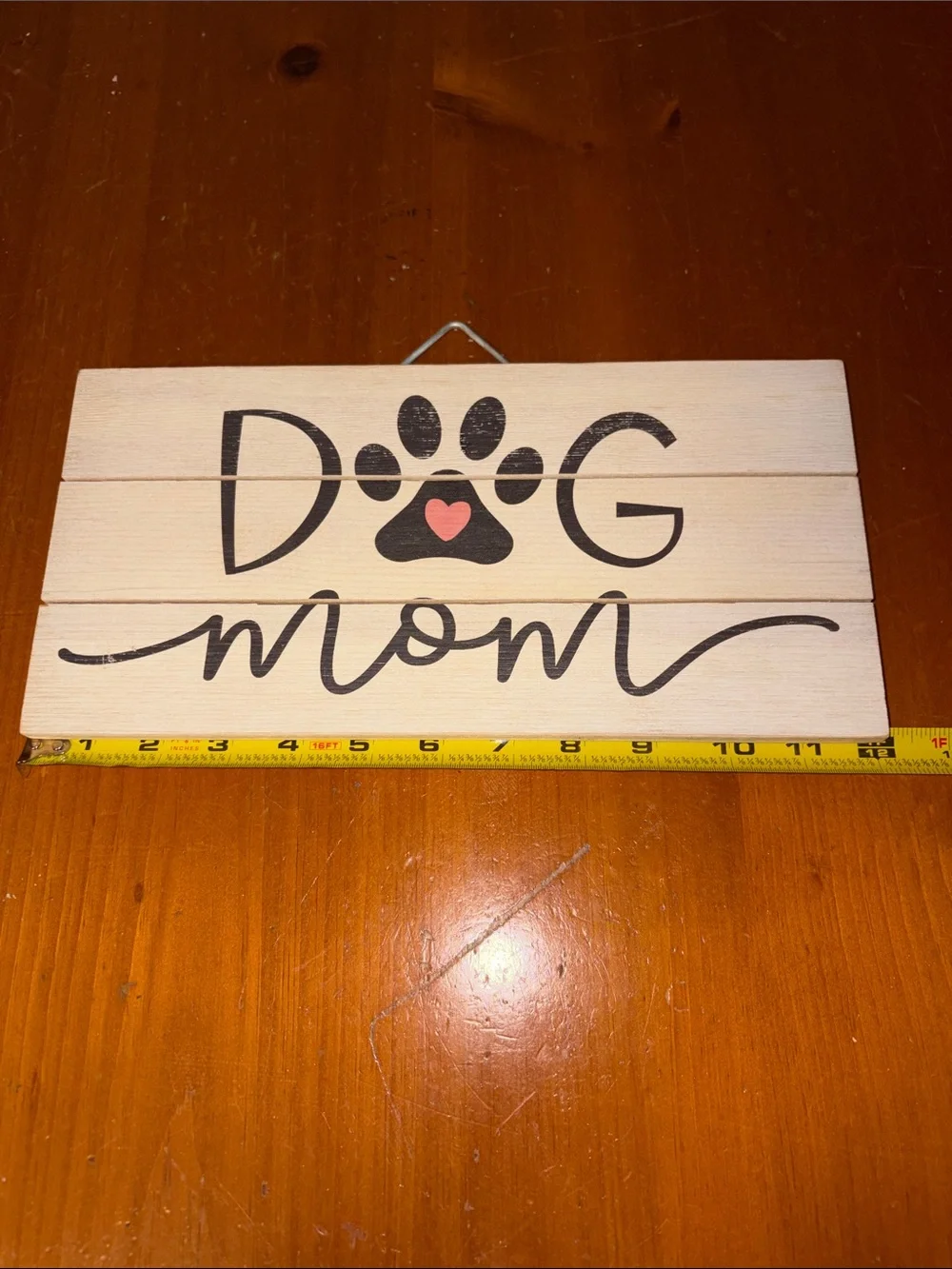 Dog Mom Wooden Wall Sign - Black & Pink Lettering
